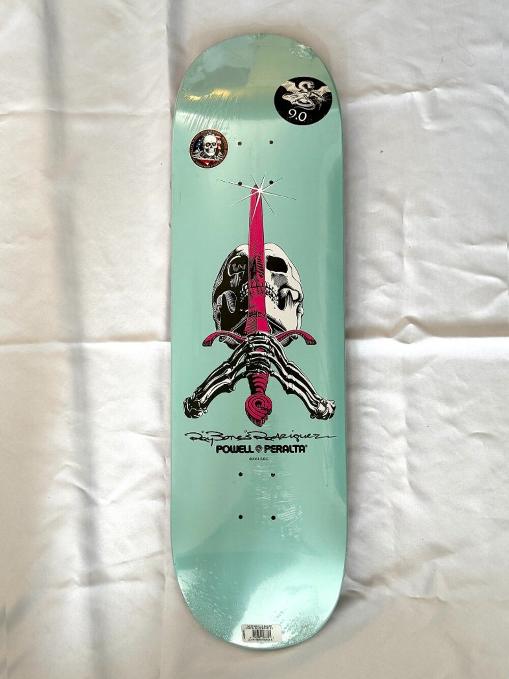 Powell Peralta Rodriguez Skull and Sword Skateboard Deck 9.0 - New in Shrink